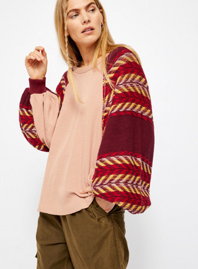 FP原D 彩虹针织泡泡袖 OVERSIZED波西米亚毛衣