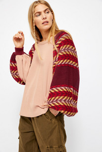 FP原D 彩虹针织泡泡袖 OVERSIZED波西米亚毛衣