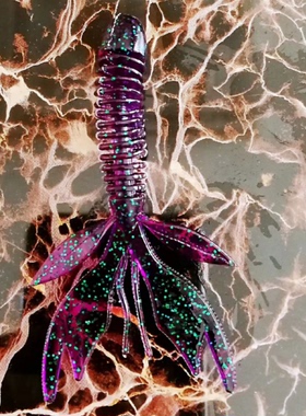 路亚软饵软虫多脚锤子虾螺旋2.4g75mm德州无铅倒吊铅头钩曲柄钩饵