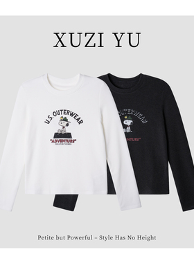 XUZI YU.小个子定制卡通印花长袖T恤女圆领百搭显瘦7719-T121213