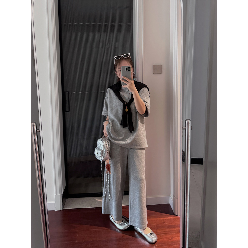 XUZI YU.小个子定制春季休闲套装抽绳松紧腰宽松显瘦百搭两件套女
