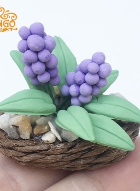 1:12娃娃屋dollhouse迷你花卉模型OB11道具 紫色风信子盆栽 养眼~