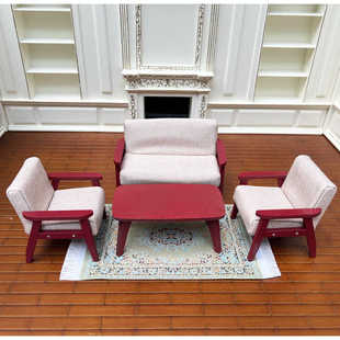 1:12娃娃屋迷你家具模型客厅场景微缩 日式沙发茶几单人双人 清仓