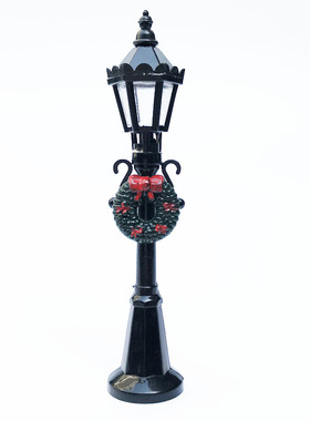 1:12娃娃屋dollhouse迷你模型室外场景OB11 黑色小路灯圣诞立灯~