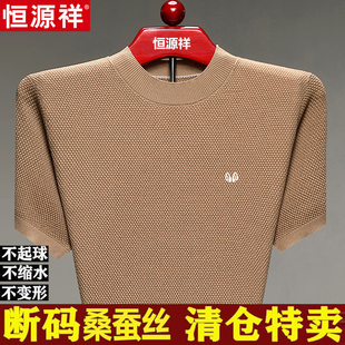 2025新款恒源祥针织短袖T恤男款夏季青年修身桑蚕丝圆领时尚体恤