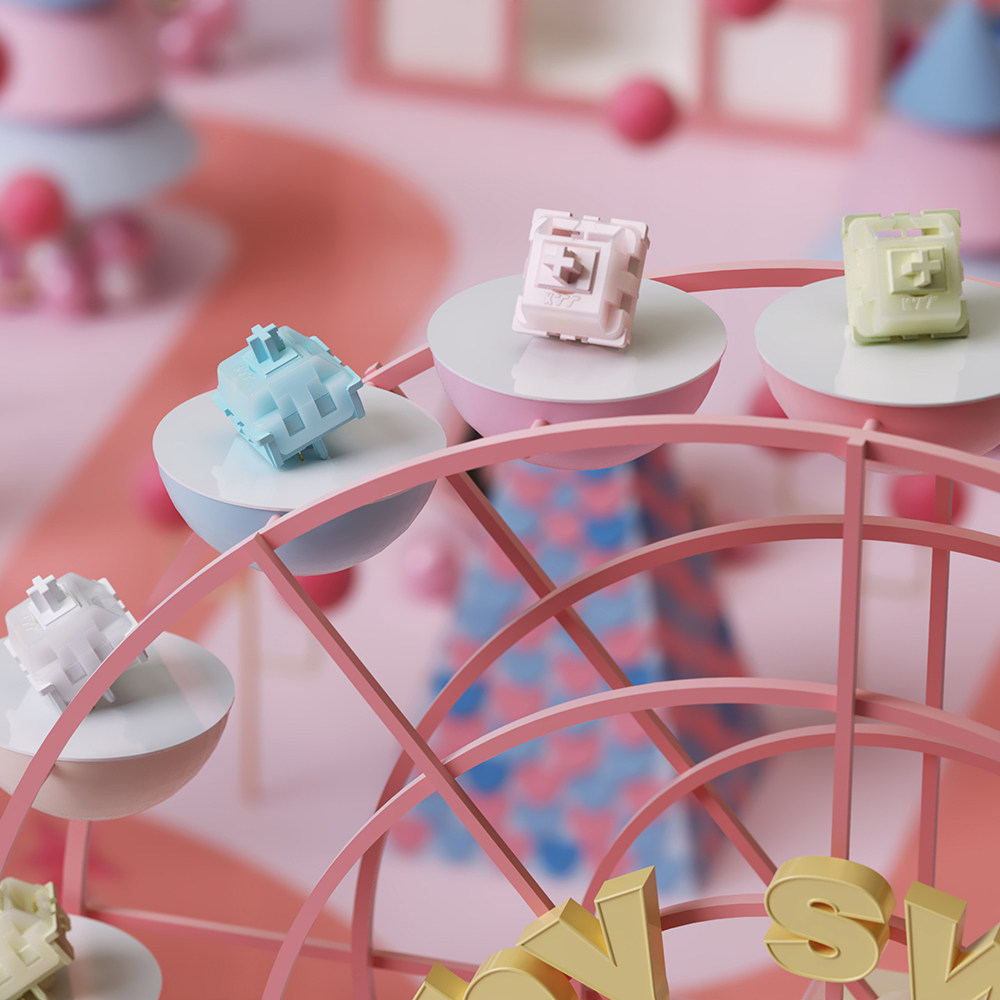 KTT马卡龙轴线性段落适配机械键盘MX轴43g 48g 55g 63g红粉黄紫绿