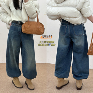 B.B.wenzi百变文子H.e主推铆钉百搭休闲牛仔裤 极简松弛感W965