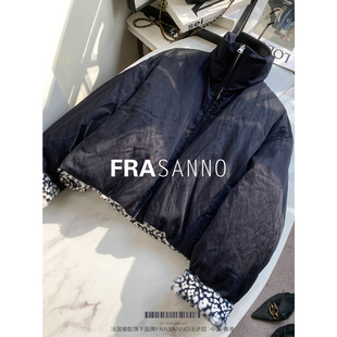 两面穿小胎羊皮草鹅绒服女外套宽松显瘦时尚 FRASANNO 深藏不露