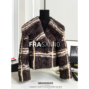 FRASANNO法国拉贡皮毛一体女短款外套小香风气质时尚皮草年轻款