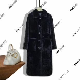 2024年冬季 西班牙拉贡皮毛一体女长款 外套原生态皮草方领显瘦时尚