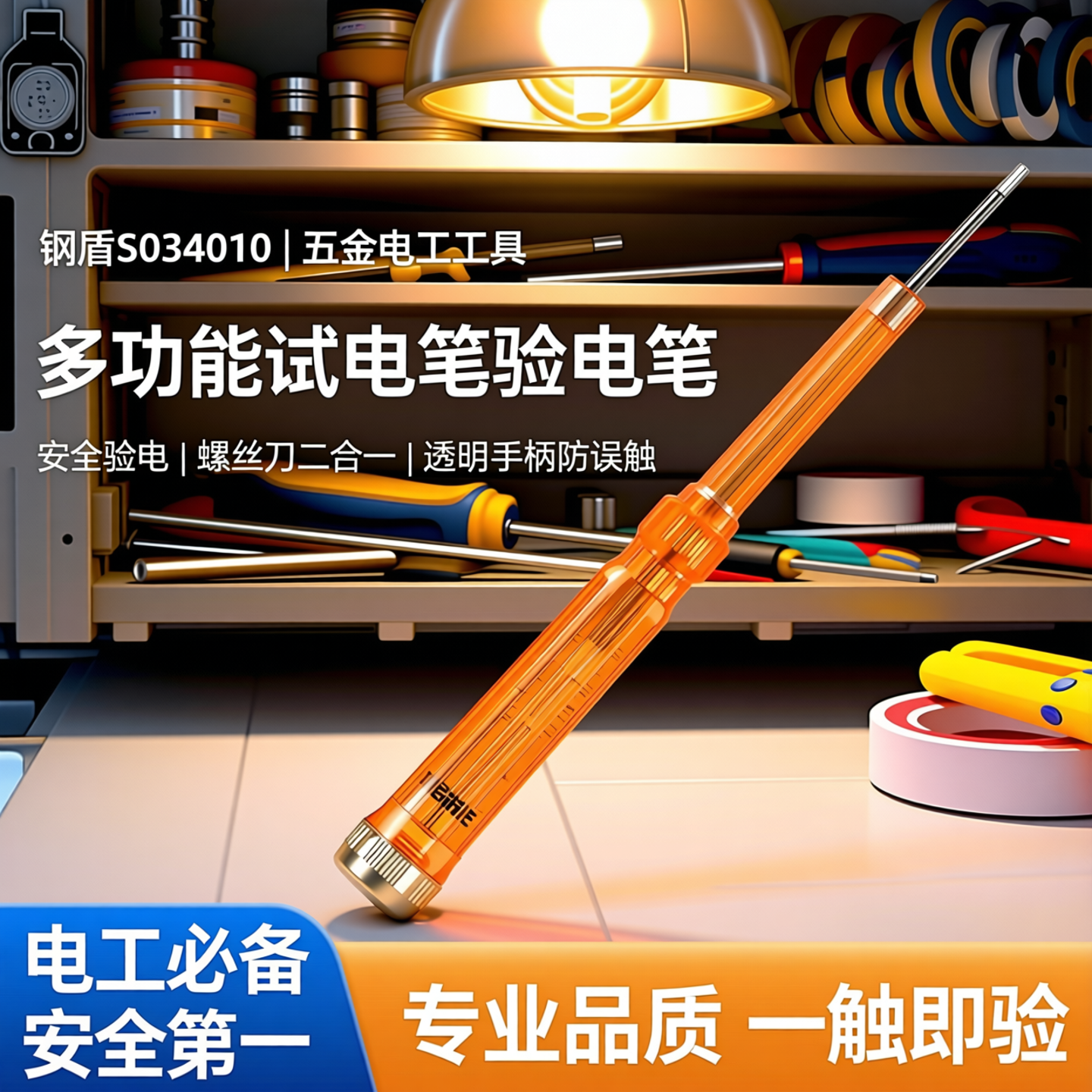 钢盾S034010 测电笔螺丝刀 多功能试电笔验电笔 五金电工工具