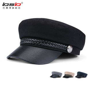 平顶海军帽复古贝雷帽鸭舌帽子女潮日系文艺学生帽子 薄款 韩版 夏季