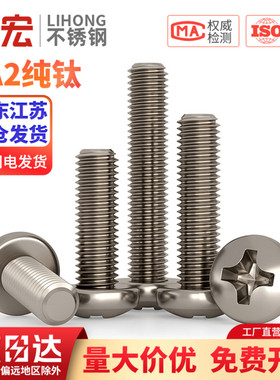 国标TA2纯钛螺丝钛合金盘头十字螺栓圆头螺钉机钉 M2M2.5M3M4M5mm