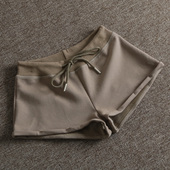 超显大长腿 女热裤 美式 辣妹复古抽绳性感低腰卷边运动宽松短裤