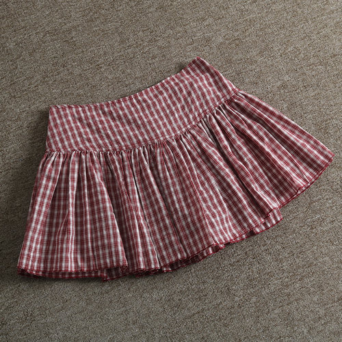 美式辣妹学院风减龄百搭显瘦高腰细格子百褶半身裙女短裙