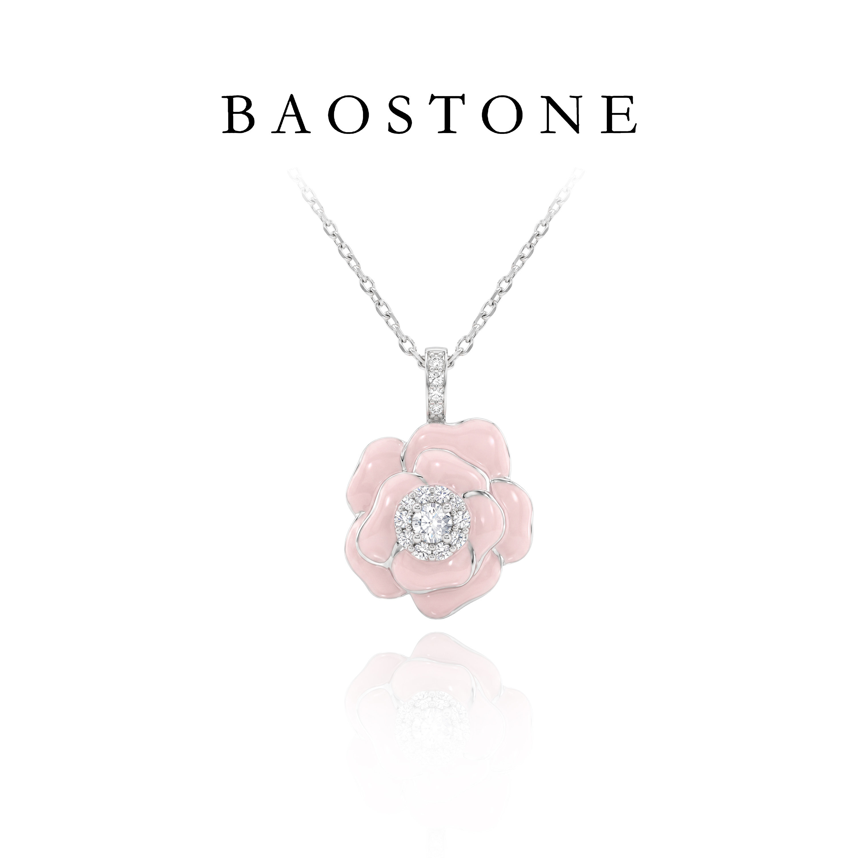 BAOSTONE宝斯顿粉色山茶花项链