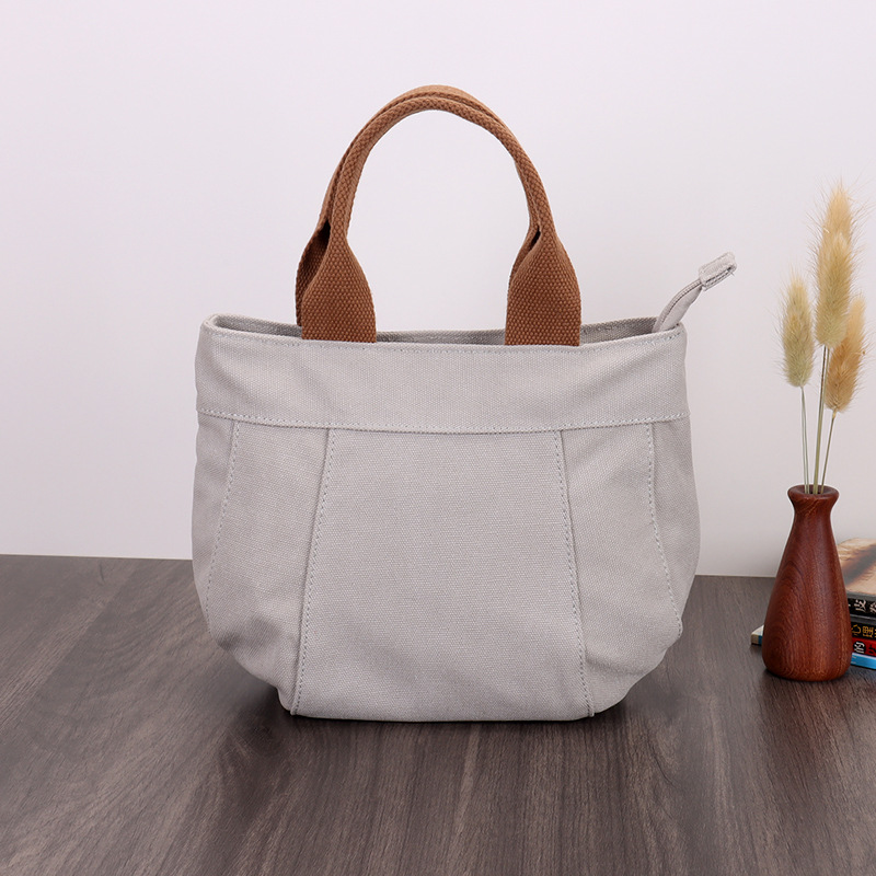 简约帆布手提包女百搭上班族妈妈包大容量便携手拎包