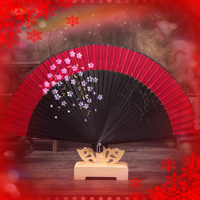 一把包邮中国风古典书简舞梅花扇子古风小号真丝单面扇樱花布折扇