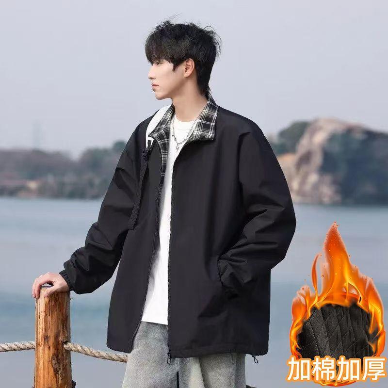 美式棉服夹克男女秋冬季加厚款复古翻领休闲情侣外套jacket men图片