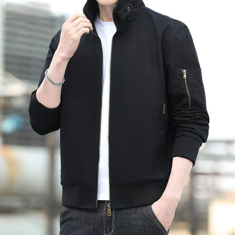 简约新款户外纯色工装休闲男装翻领日系夹克上衣jacket men coat图片