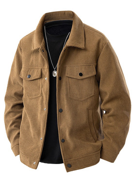Spring Autumn New Corduroy workwear Collar Jacket for Men