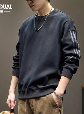 潮牌美式圆领卫衣男士秋季宽松休闲长袖上衣外套men's sweatshirt