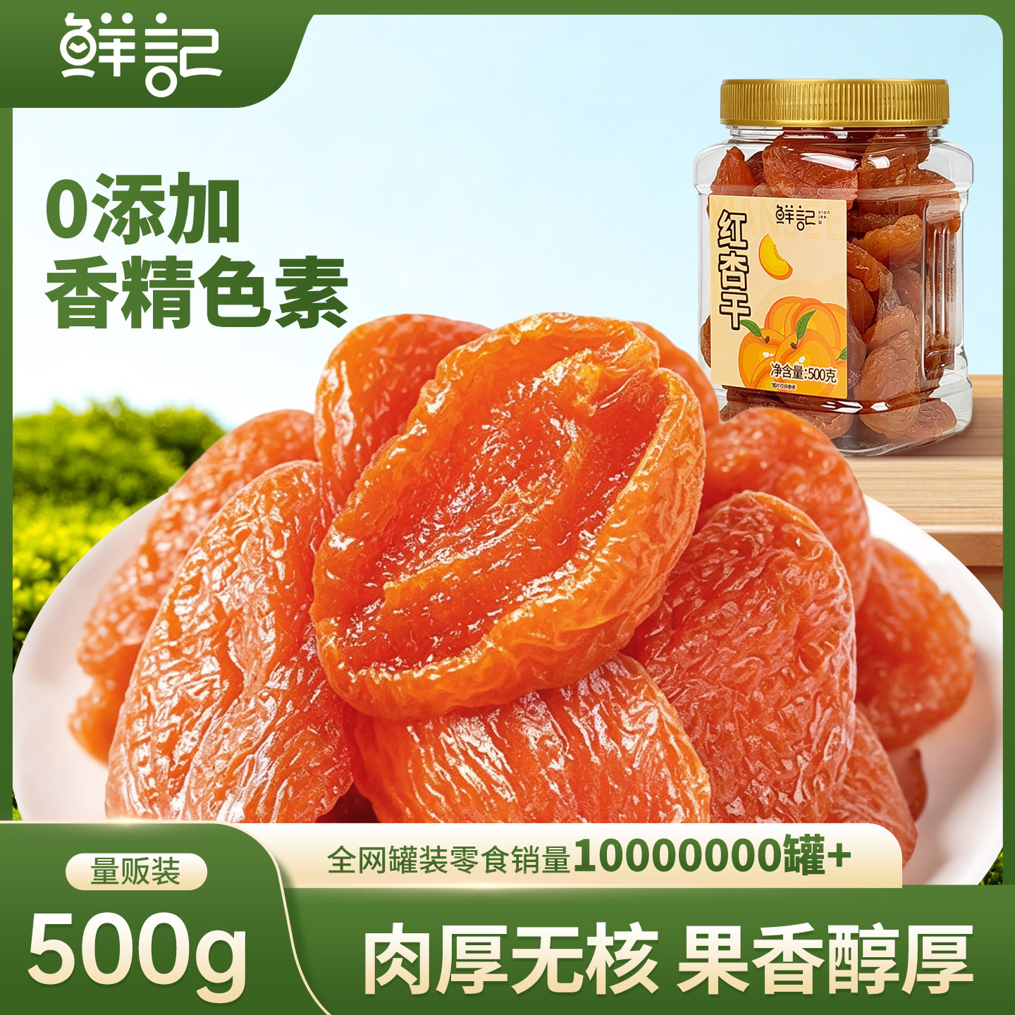 鲜记红杏干500g罐装果脯蜜饯水果干网红大杏肉休闲办公室零食小吃