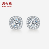 周六福方糖耳钉女S925银几何耳饰时尚 甜美新年礼物送女友