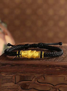 周六福黄金5d硬金手绳男款定价金龙盘柱手饰送男友礼物官方旗舰店