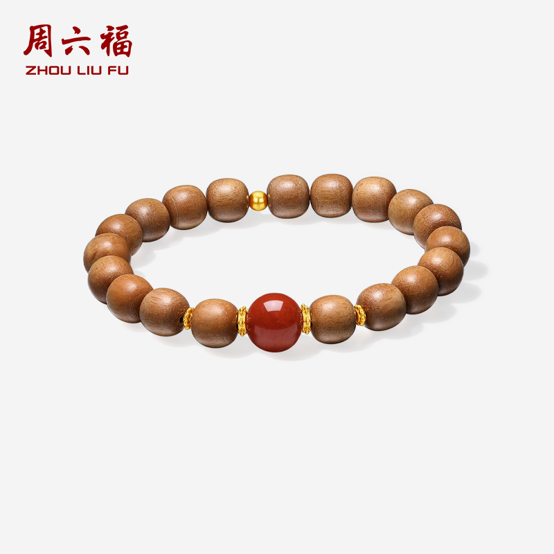 周六福黄金檀木手串女款