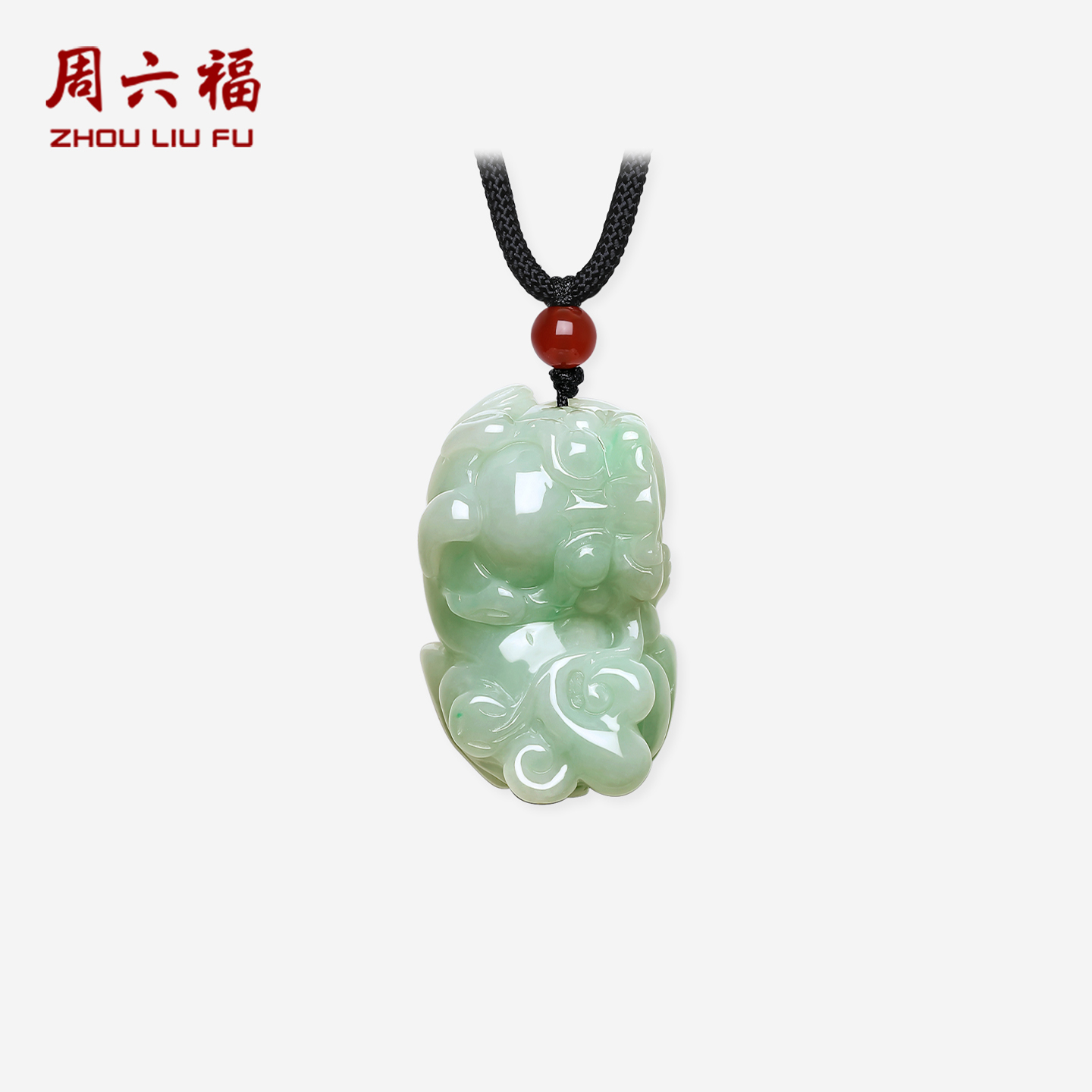 周六福天然翡翠招财福禄貔貅吊坠