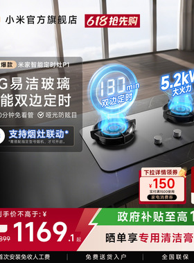 小米官方米家P1智能定时燃气灶煤气灶台双灶嵌入式家用节能大火力