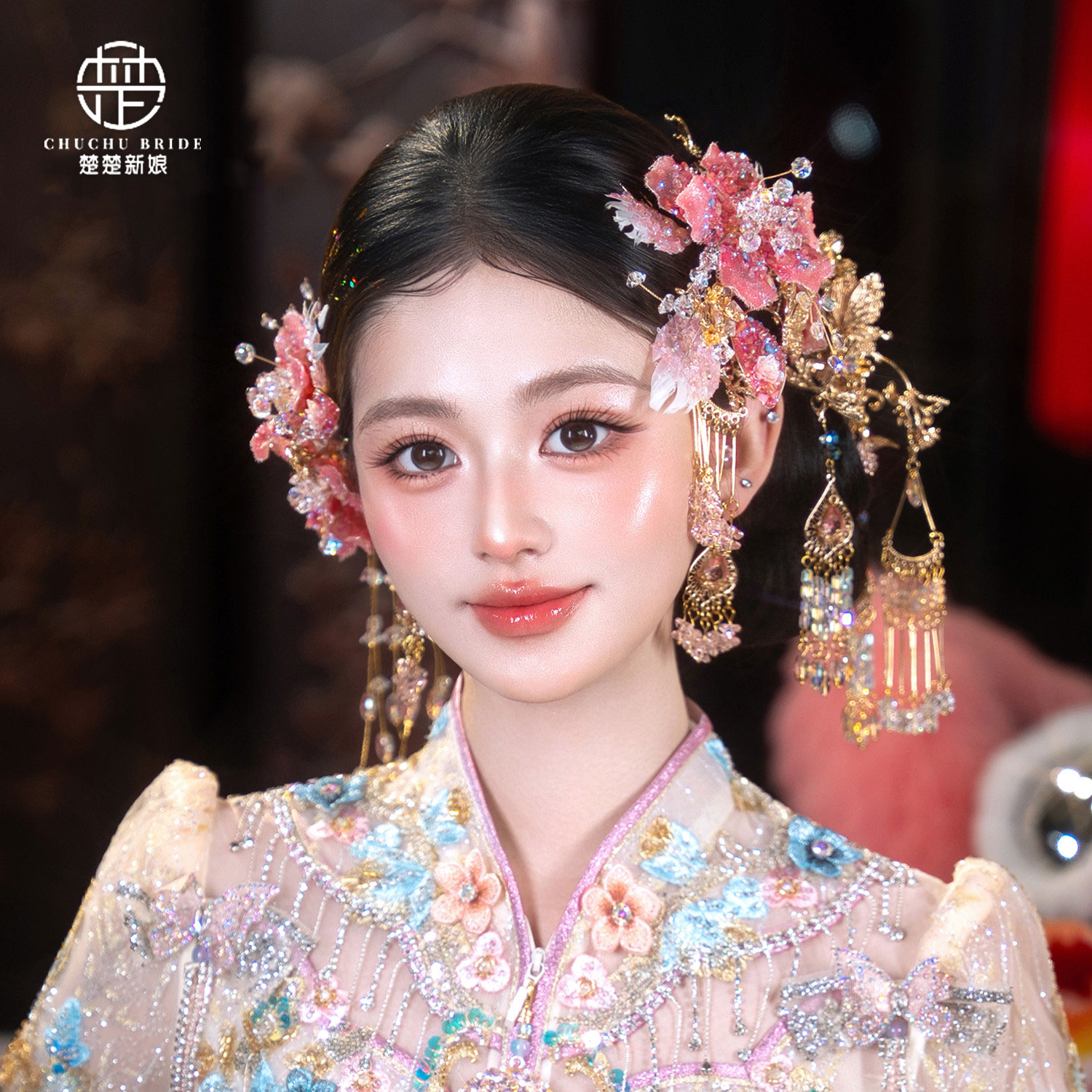 楚楚新娘汉服秀禾发饰套装减龄