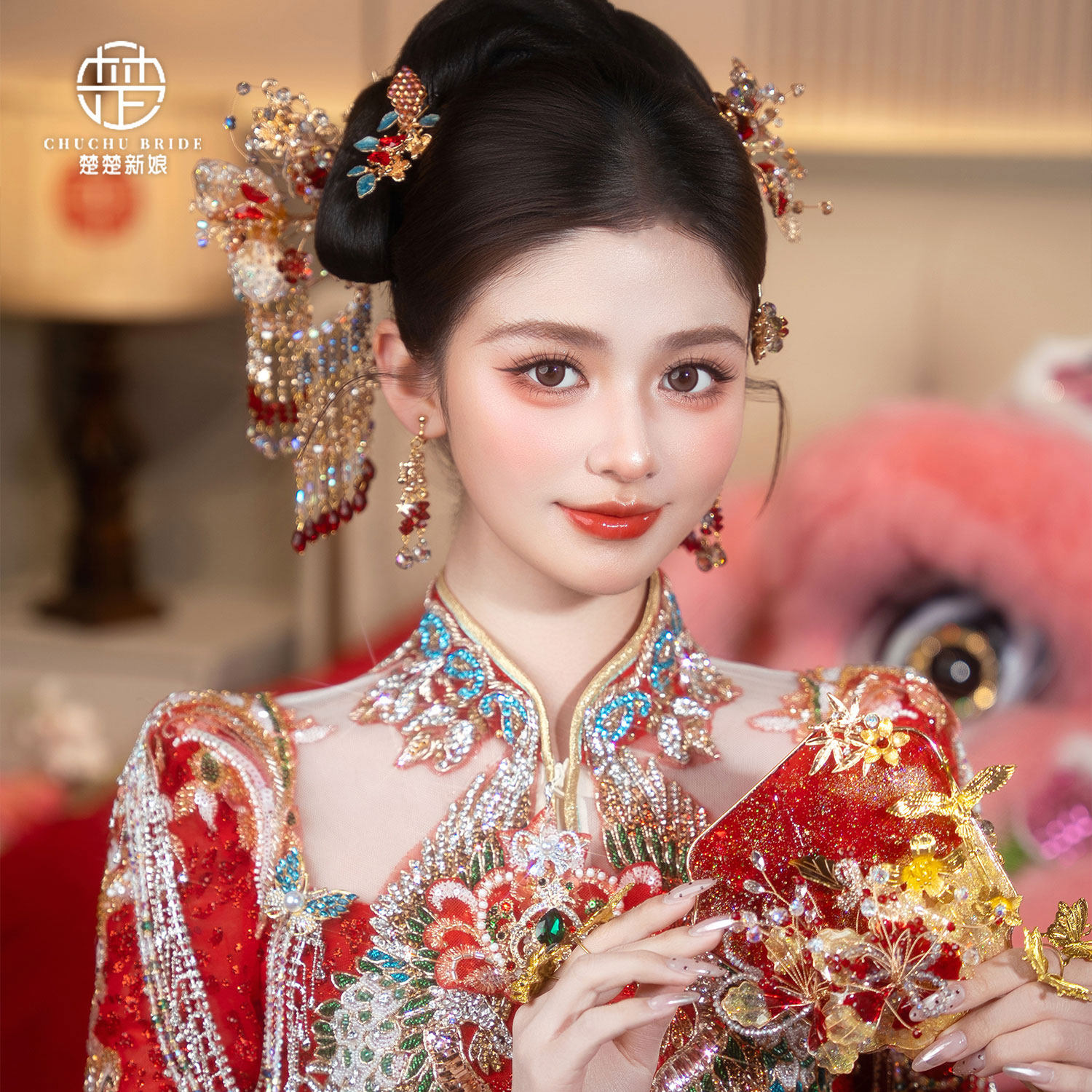 新中式新娘秀禾服头饰新款高级感古风新娘发饰秀禾服婚纱礼服发饰