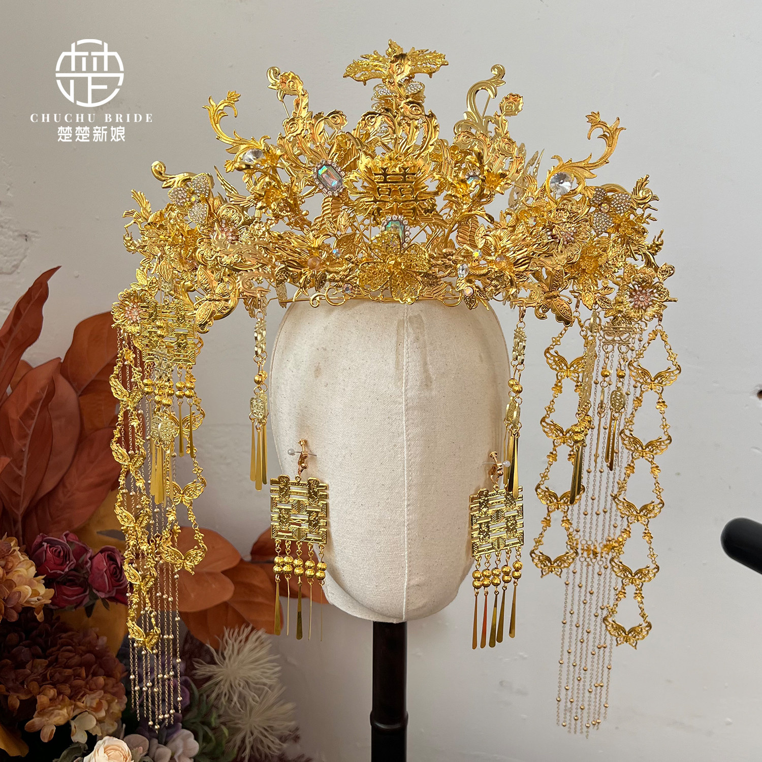中式婚礼新娘头饰金色半冠