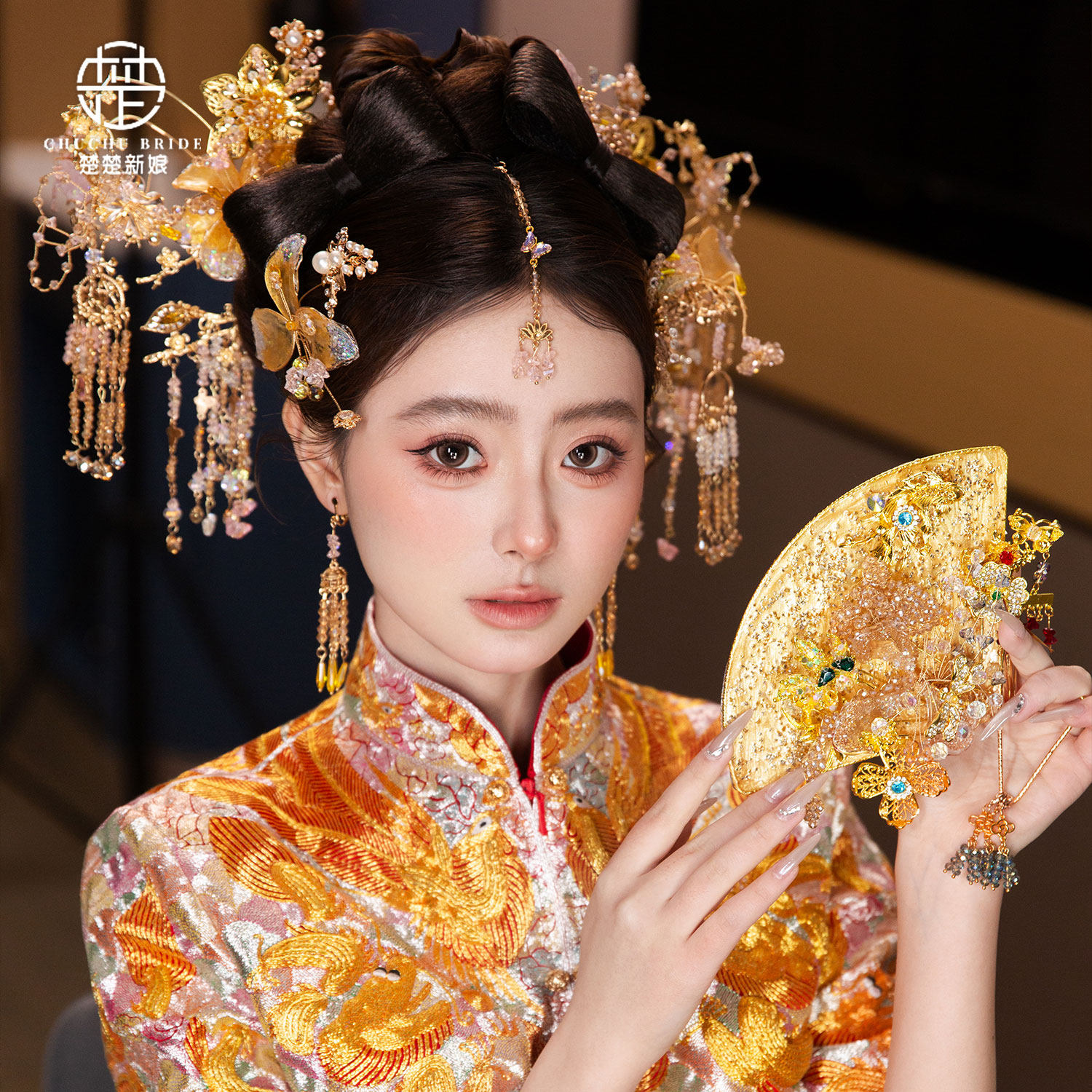 楚楚新娘新中式水晶花新娘发簪