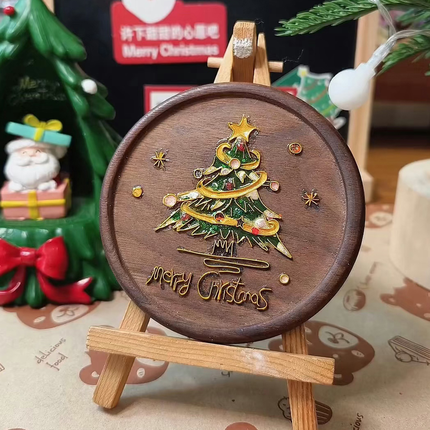 圣诞掐丝珐琅杯垫画diy材料包