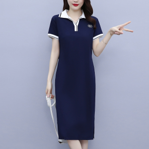2026夏季新款polo连衣裙女遮肚减龄洋气大码过膝休闲中长款T恤裙