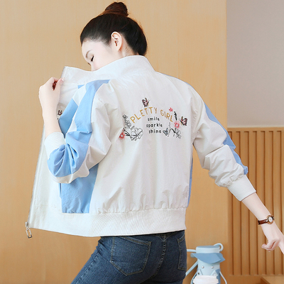 百搭短款刺绣减龄夹克外套女春秋
