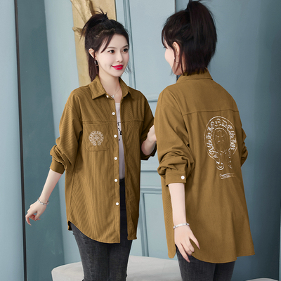 灯芯绒衬衫女春秋新款韩版显瘦
