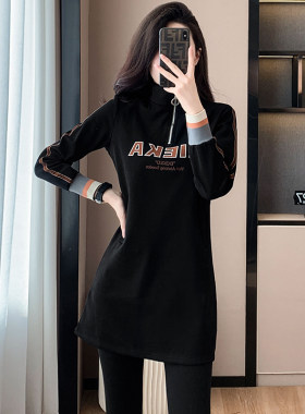 秋冬遮臀减龄显瘦中长款卫衣裙子