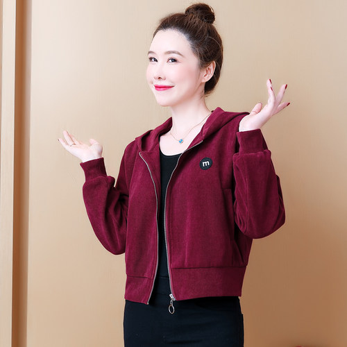 春秋洋气休闲连帽夹克外套女百搭