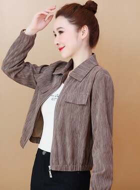 灯芯绒外套女春季新款小个子洋气百搭休闲短款春秋夹克棒球服上衣