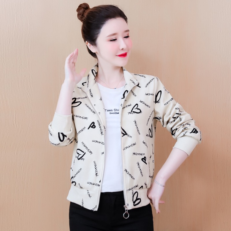 百搭短款印花夹克棒球服外套春秋