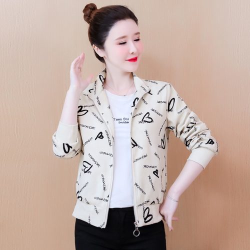 百搭短款印花夹克棒球服外套春秋