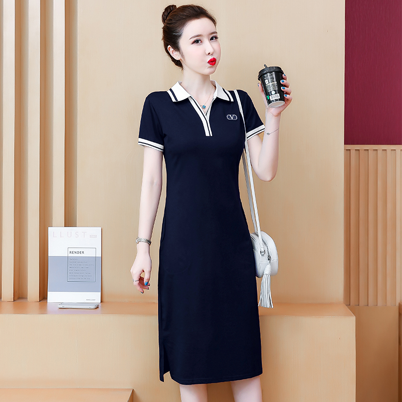 高端轻奢POLO连衣裙女宽松设计感