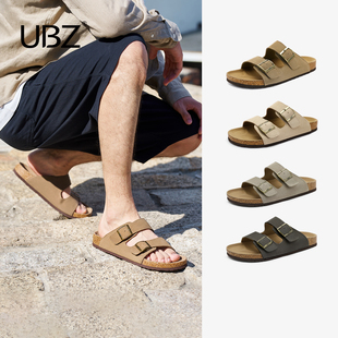 UBZ 复古勃肯拖鞋男2026夏季新款博肯软木厚底凉拖外穿防滑沙滩鞋