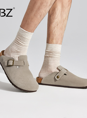 UBZ 防水灰色勃肯半拖男款外穿2026年春秋新款博肯单鞋一脚蹬拖鞋