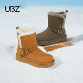 UBZ 骑士靴毛毛棉鞋 防水厚底加绒中筒两穿雪地靴女新款 2026年冬季