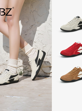UBZ 防水赛车红色德训鞋女2026新款春季复古休闲运动跑步阿甘板鞋